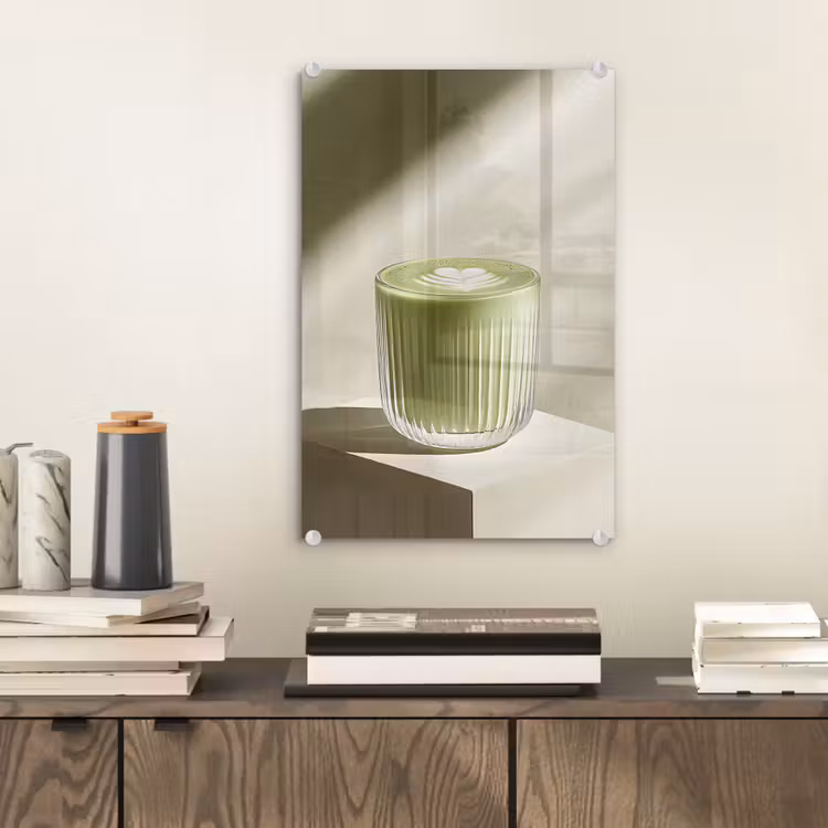 Glas schilderij - Matcha - Glas - Groen - Minimalistisch — 2