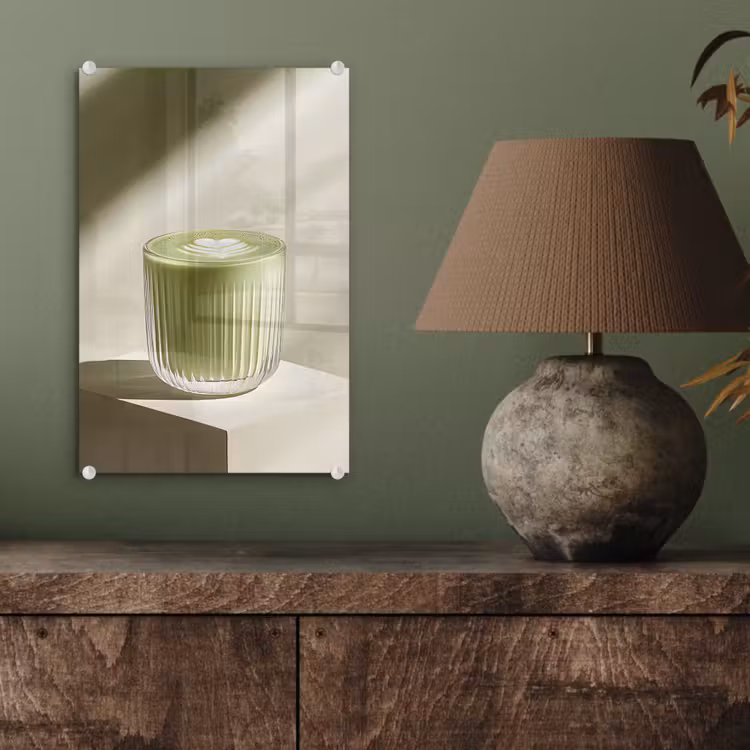 Glas schilderij - Matcha - Glas - Groen - Minimalistisch — 4