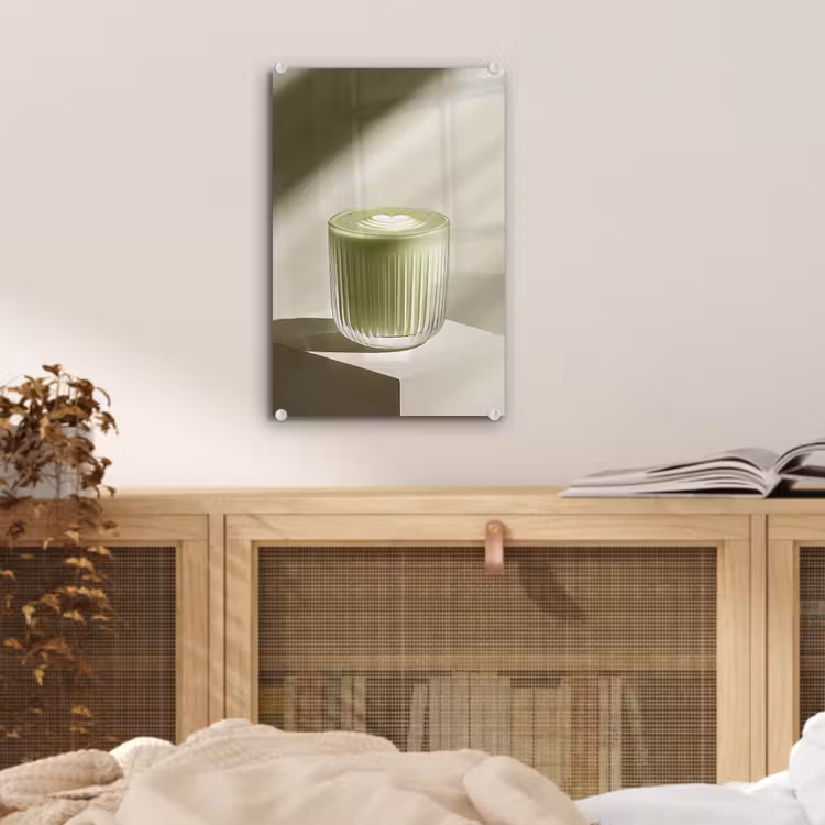 Glas schilderij - Matcha - Glas - Groen - Minimalistisch — 5