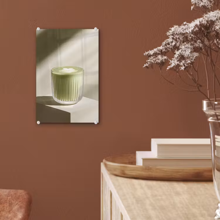 Glas schilderij - Matcha - Glas - Groen - Minimalistisch — 6