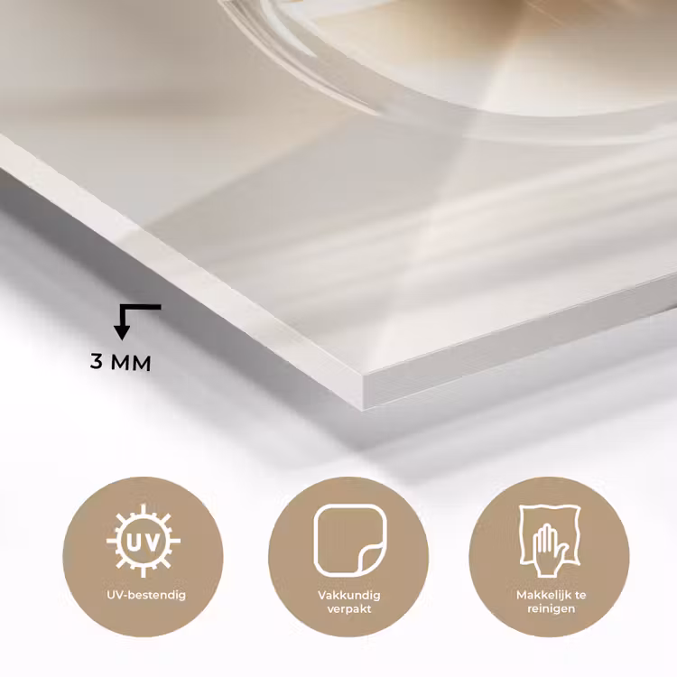 Glas schilderij - Mok - Latte - Minimalistisch - Schaduw — 3