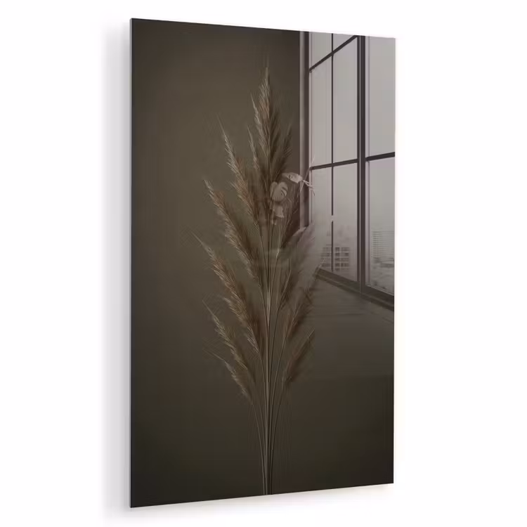 Glas schilderij - Tak - Pluimgras - Donkerbruin — 1