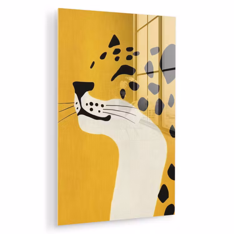 Glas schilderij - Cheetah - Illustratie - Geel — 1