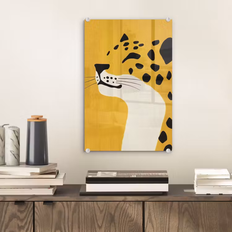 Glas schilderij - Cheetah - Illustratie - Geel — 2
