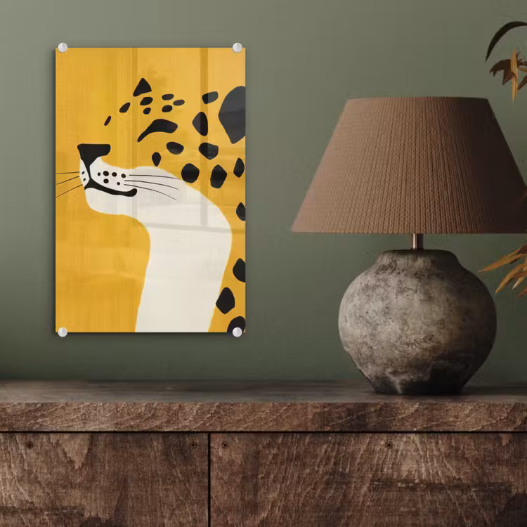 Glas schilderij - Cheetah - Illustratie - Geel — 4