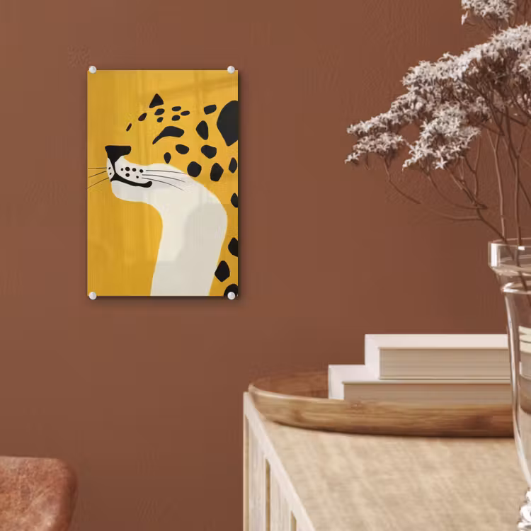 Glas schilderij - Cheetah - Illustratie - Geel — 6