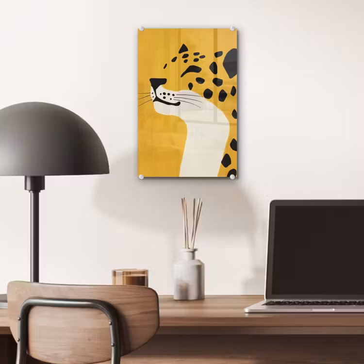 Glas schilderij - Cheetah - Illustratie - Geel — 7