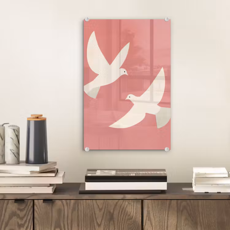 Glas schilderij - Duiven - Wit - Sierlijk — 2