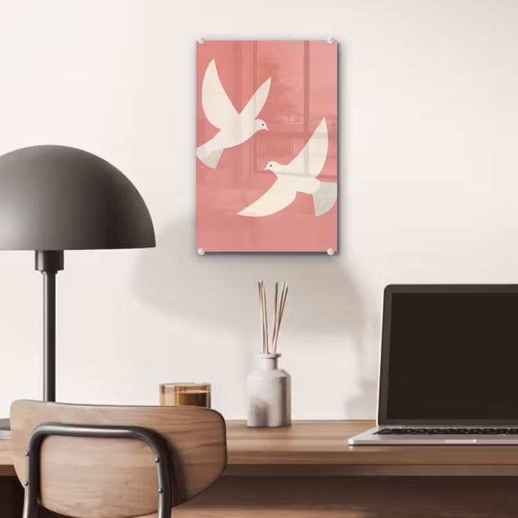 Glas schilderij - Duiven - Wit - Sierlijk — 7