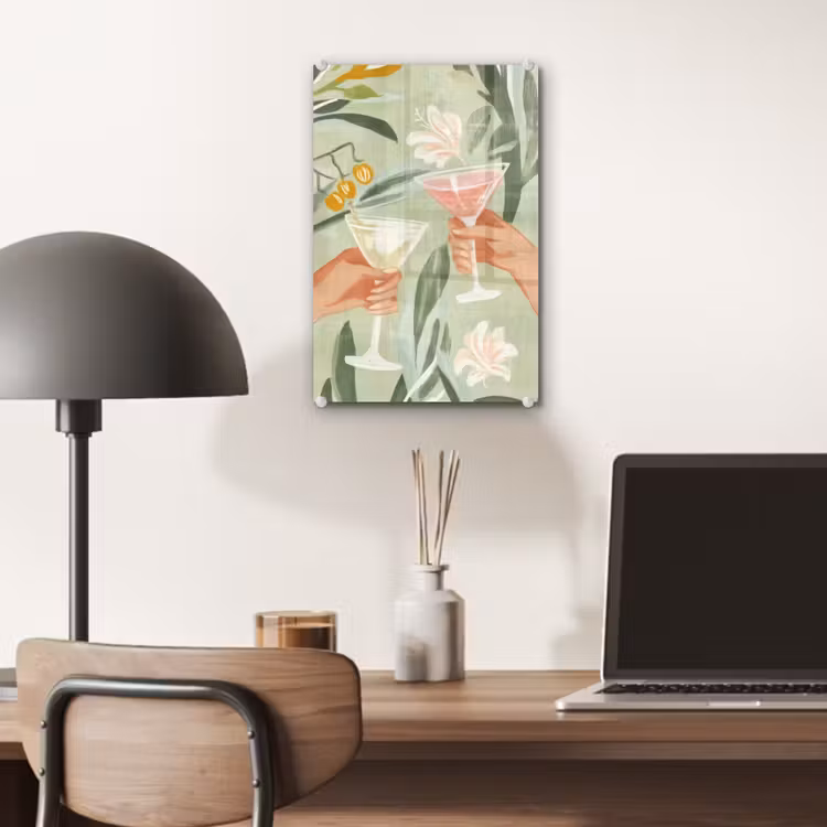 Glas schilderij - Glazen - Proosten - Bladeren - Groen — 7