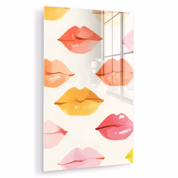 Glas schilderij - Lippen - Kleurrijk - Glanzend — 1