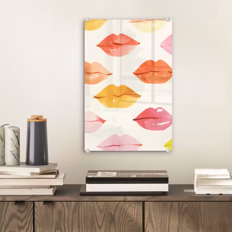 Glas schilderij - Lippen - Kleurrijk - Glanzend — 2