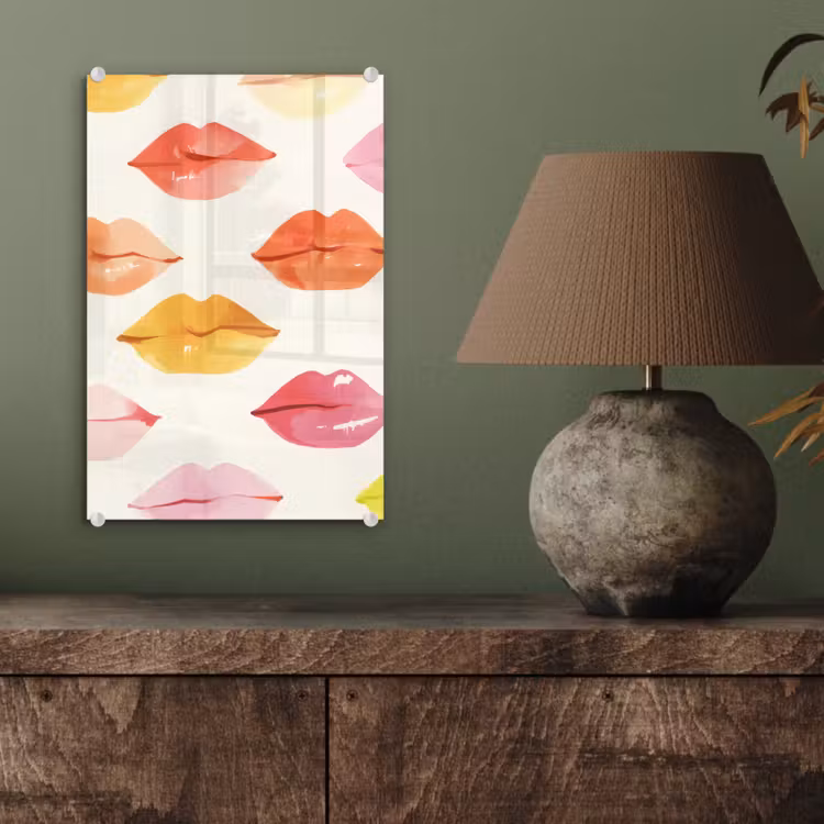 Glas schilderij - Lippen - Kleurrijk - Glanzend — 4