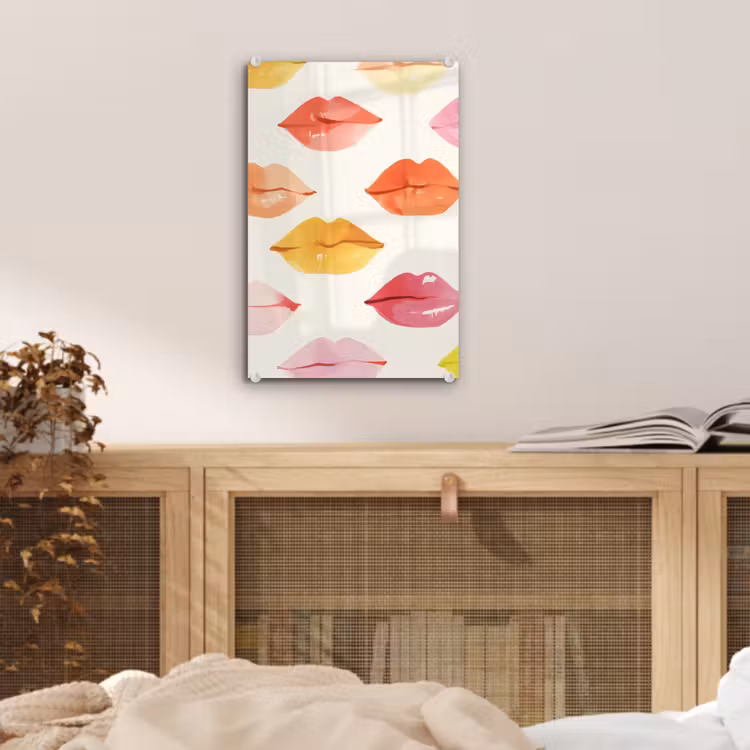 Glas schilderij - Lippen - Kleurrijk - Glanzend — 5