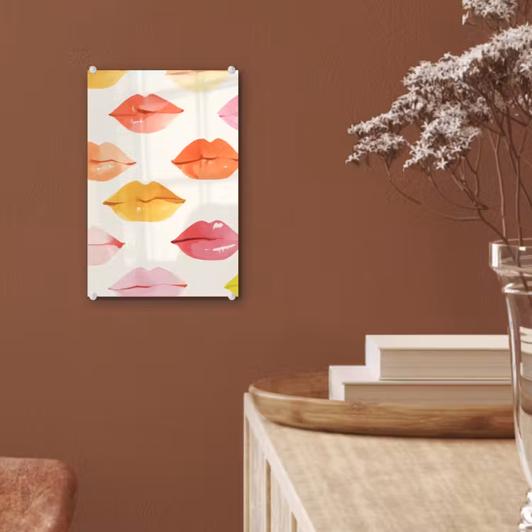 Glas schilderij - Lippen - Kleurrijk - Glanzend — 6