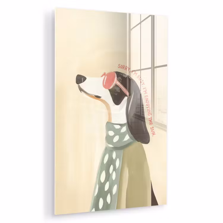 Glas schilderij - Quote - Hond - Zonnebril — 1