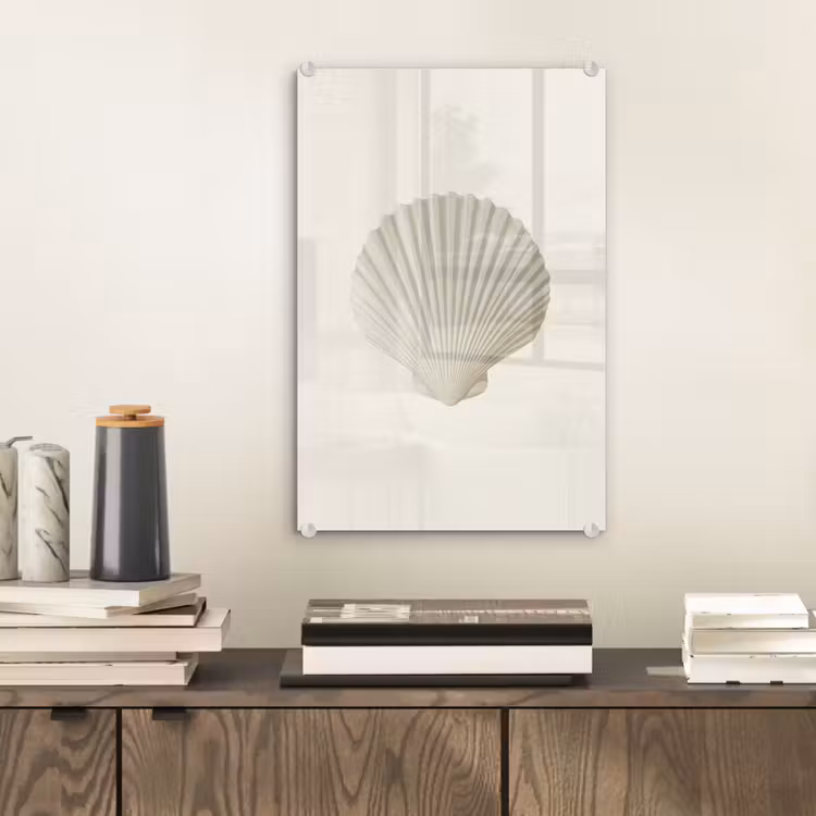 Glas schilderij - Schelp - Minimalistisch - Wit — 2