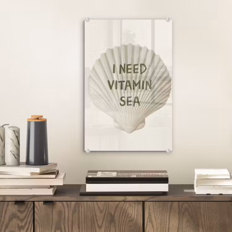Glas schilderij - Schelp - Quote - Groen — 2