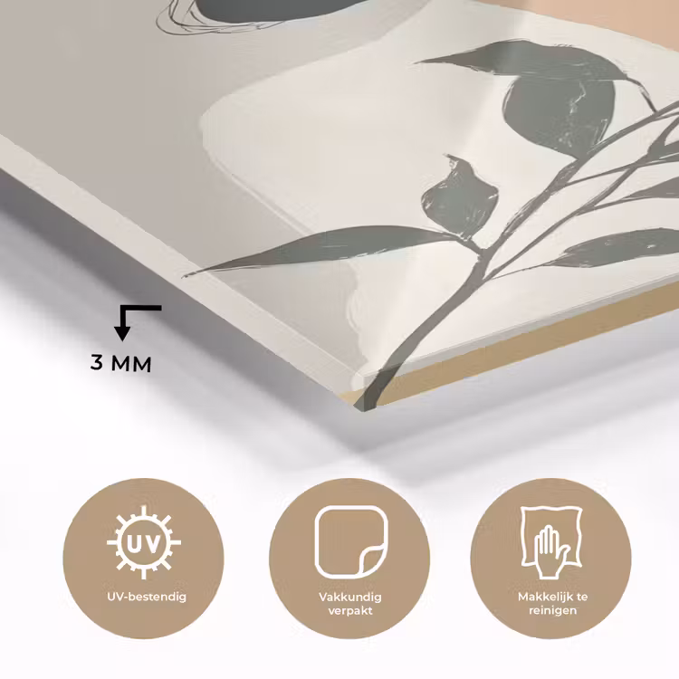 Glas schilderij - Vrouw - Bloem - Geel - Minimalistisch — 3
