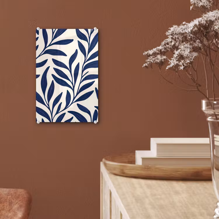 Glas schilderij - Bladeren - Klimop - Donkerblauw — 6