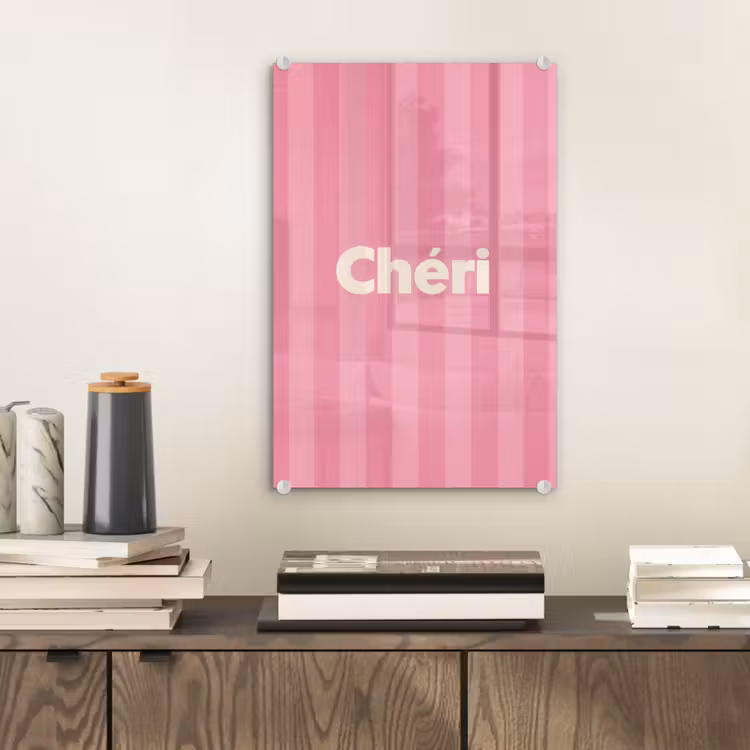 Glas schilderij - Gestreept - Roze - Chéri — 2