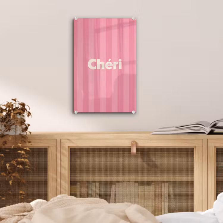 Glas schilderij - Gestreept - Roze - Chéri — 5