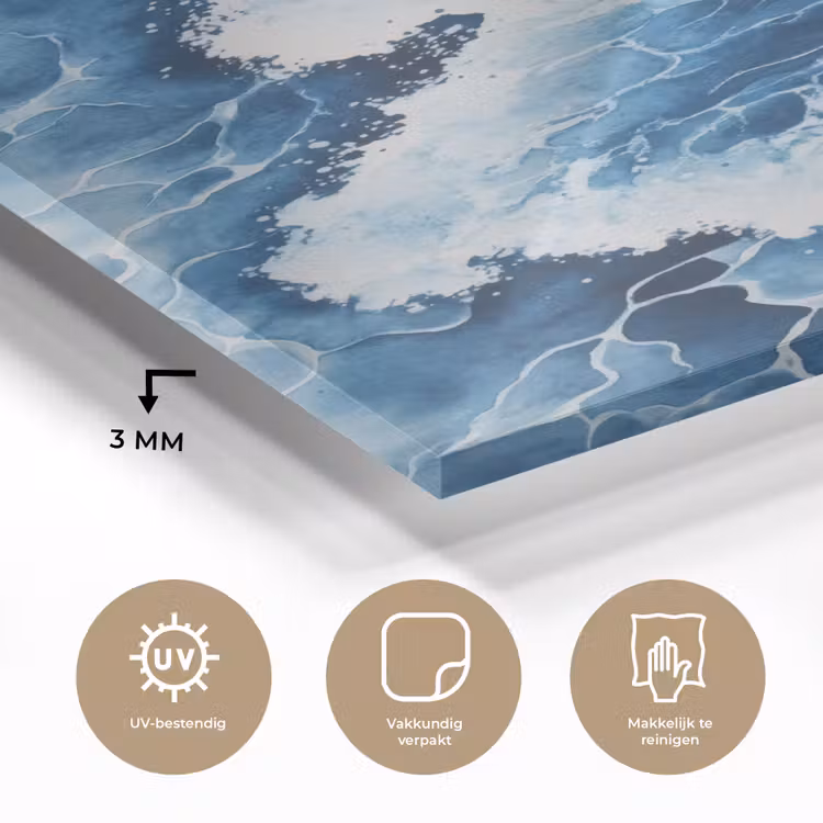 Glas schilderij - Golven - Blauw - Schuim — 3