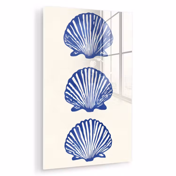 Glas schilderij - Schelpen - Blauw - Patroon — 1