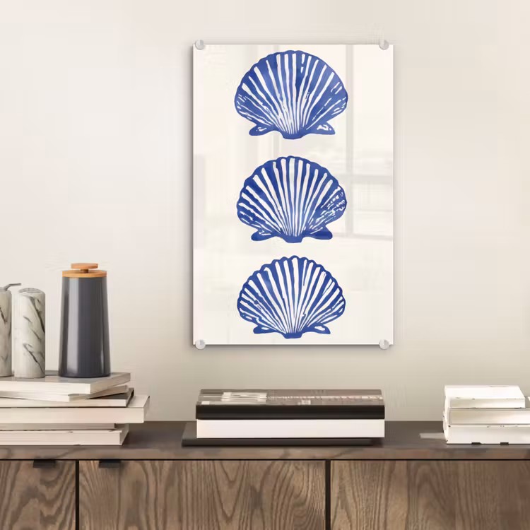 Glas schilderij - Schelpen - Blauw - Patroon — 2