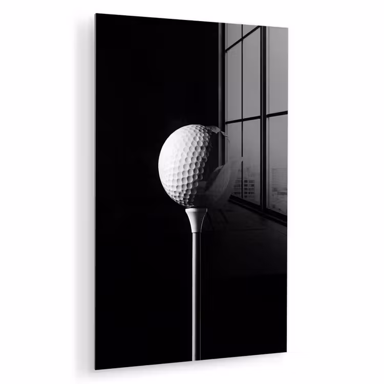 Glas schilderij - Golfbal - Minimalistisch - Wit — 1