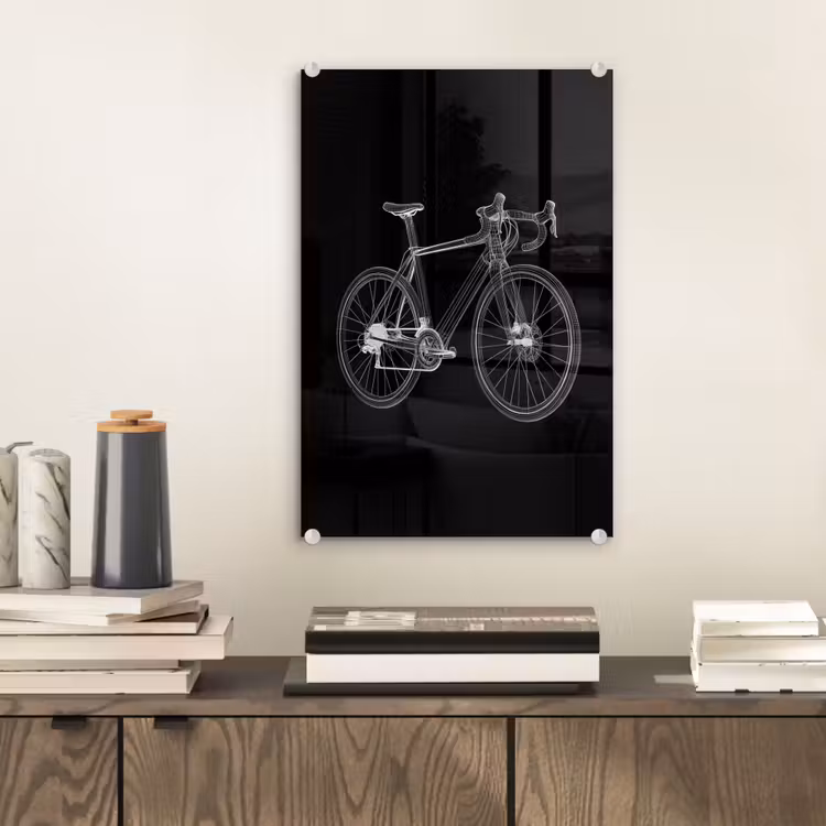 Glas schilderij - Lijnen - Illustratie - Wit — 2