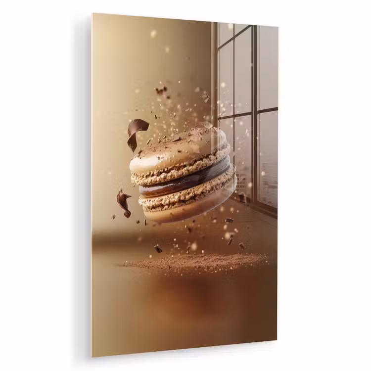 Glas schilderij - Chocolade - Macarons - Eten - Snoep — 1