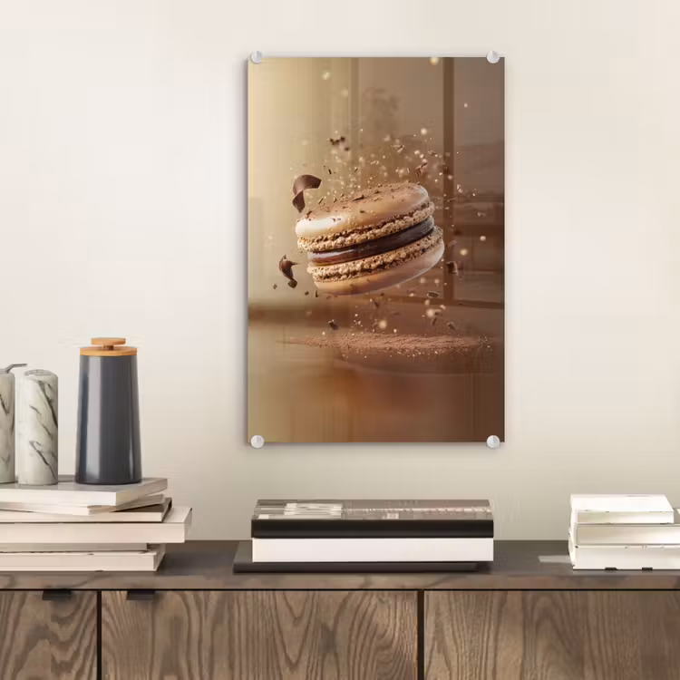 Glas schilderij - Chocolade - Macarons - Eten - Snoep — 2
