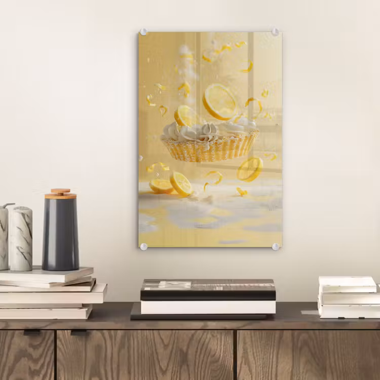 Glas schilderij - Citroen - Taart - Eten - Geel — 2