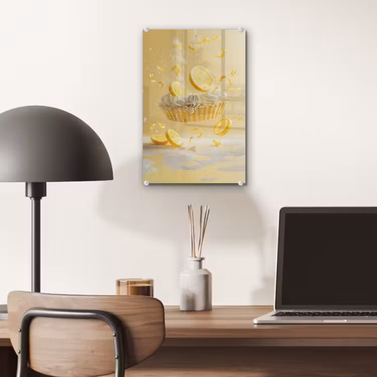 Glas schilderij - Citroen - Taart - Eten - Geel — 7