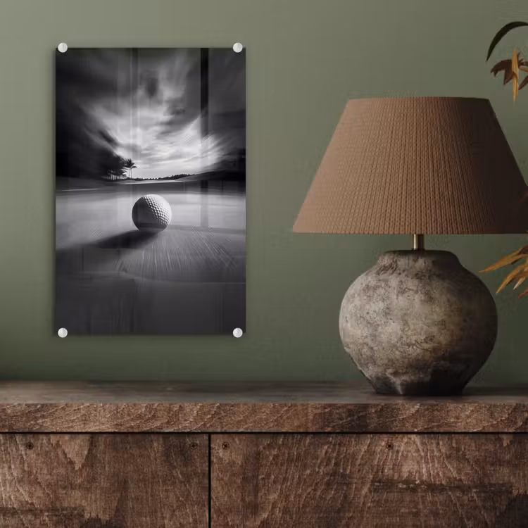 Glas schilderij - Golfbal - Wazig - Zwart — 4