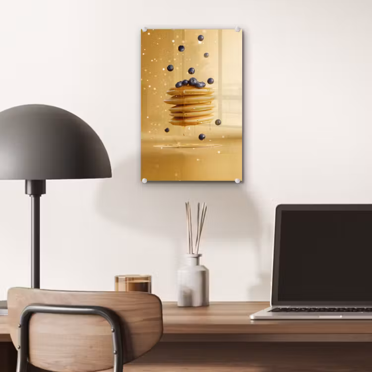 Glas schilderij - Pannenkoeken - Eten - Honing - Geel — 7