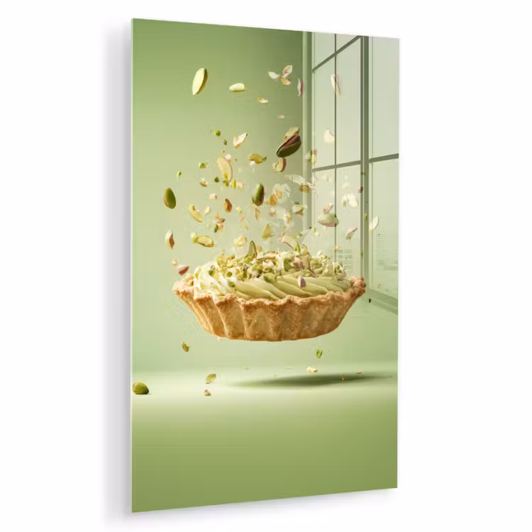 Glas schilderij - Pistache - Taart - Noten - Eten — 1
