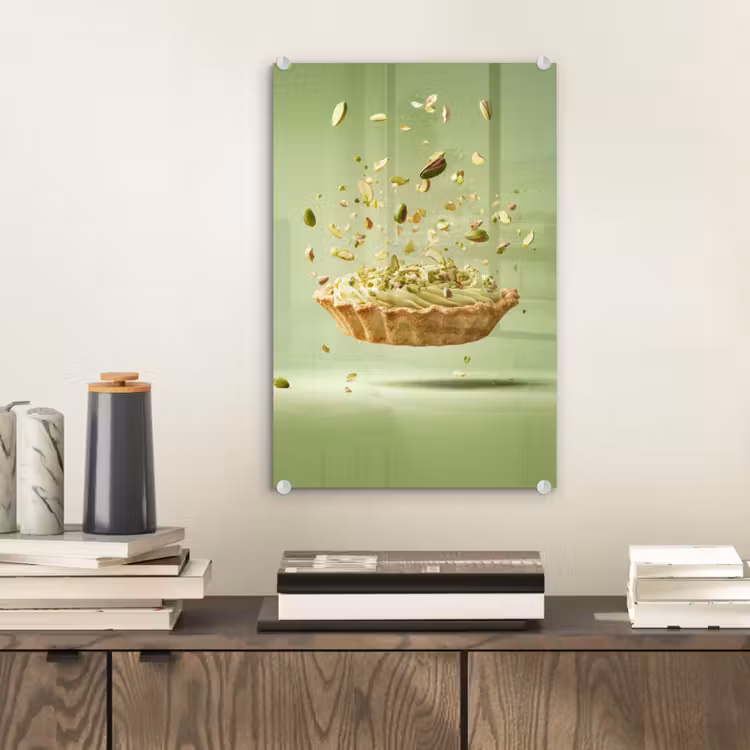 Glas schilderij - Pistache - Taart - Noten - Eten — 2
