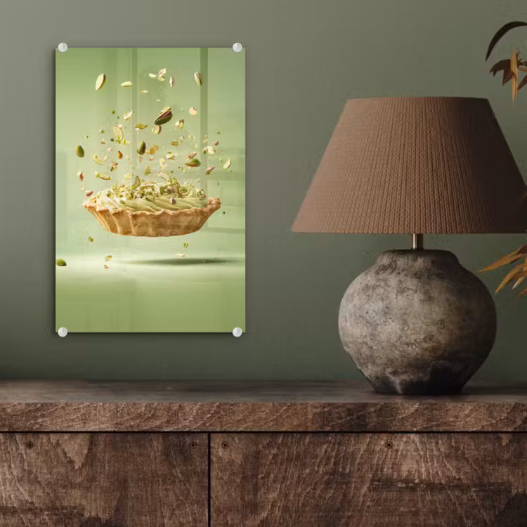 Glas schilderij - Pistache - Taart - Noten - Eten — 4