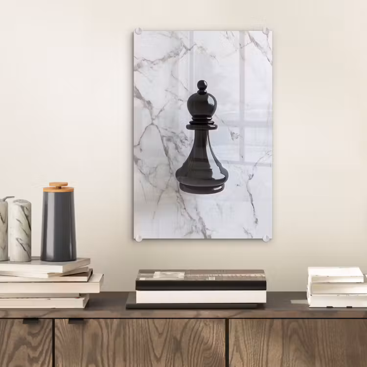 Glas schilderij - Schaakstuk - Loper - Zwart - Marmer — 2