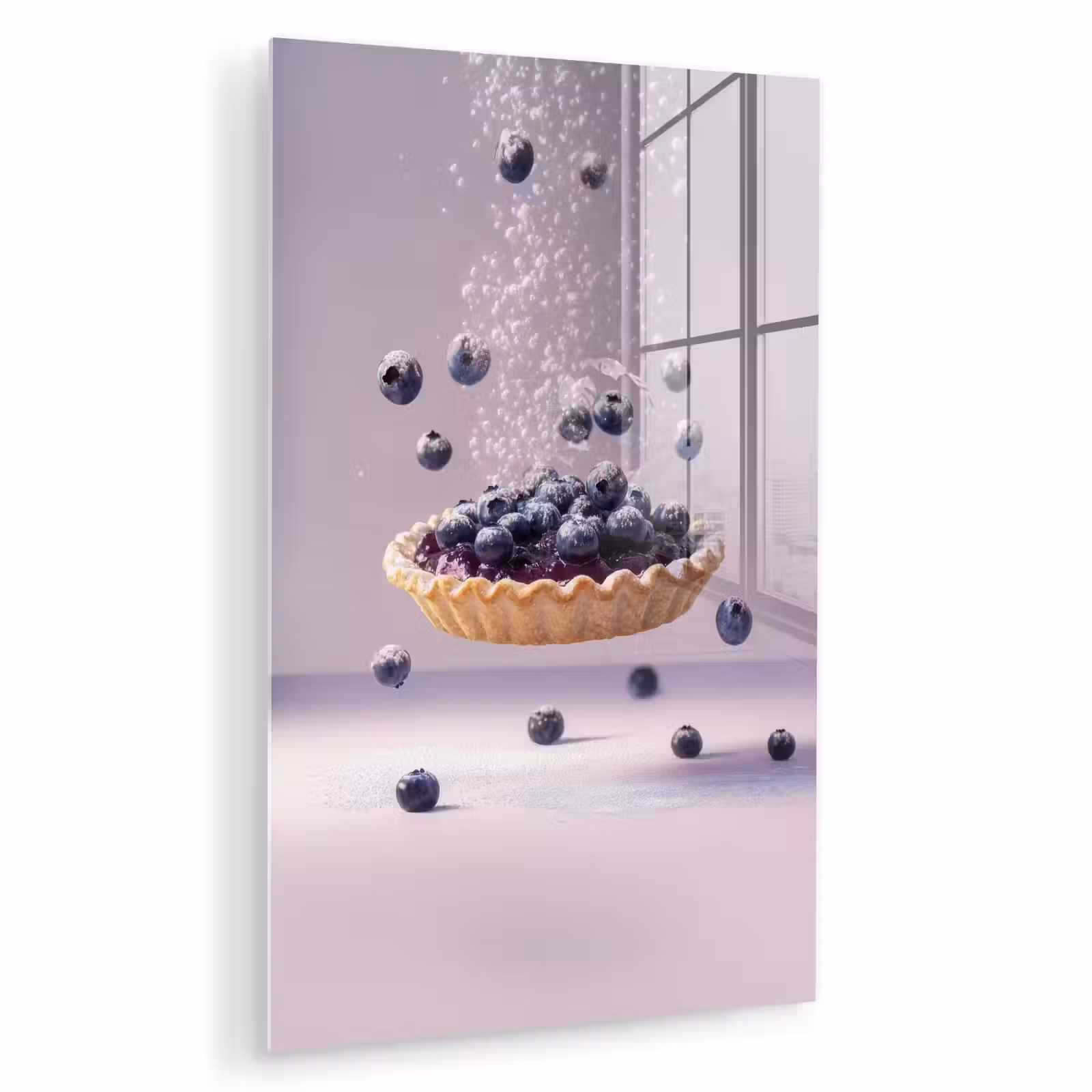 Glas schilderij - Eten - Taart - Bessen - Blauw — 1