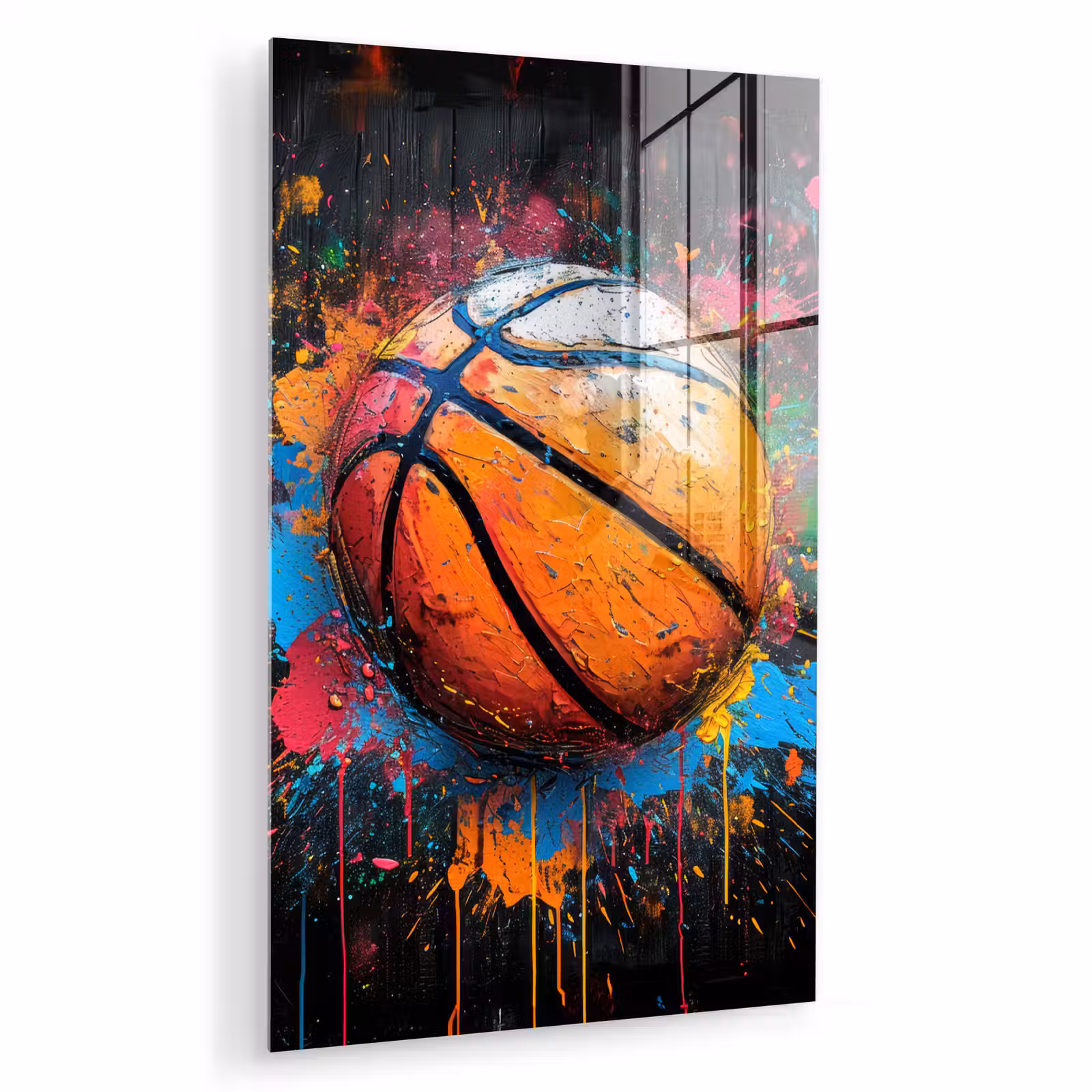 Glas schilderij - Graffiti - Basketbal - Verf - Sport — 1