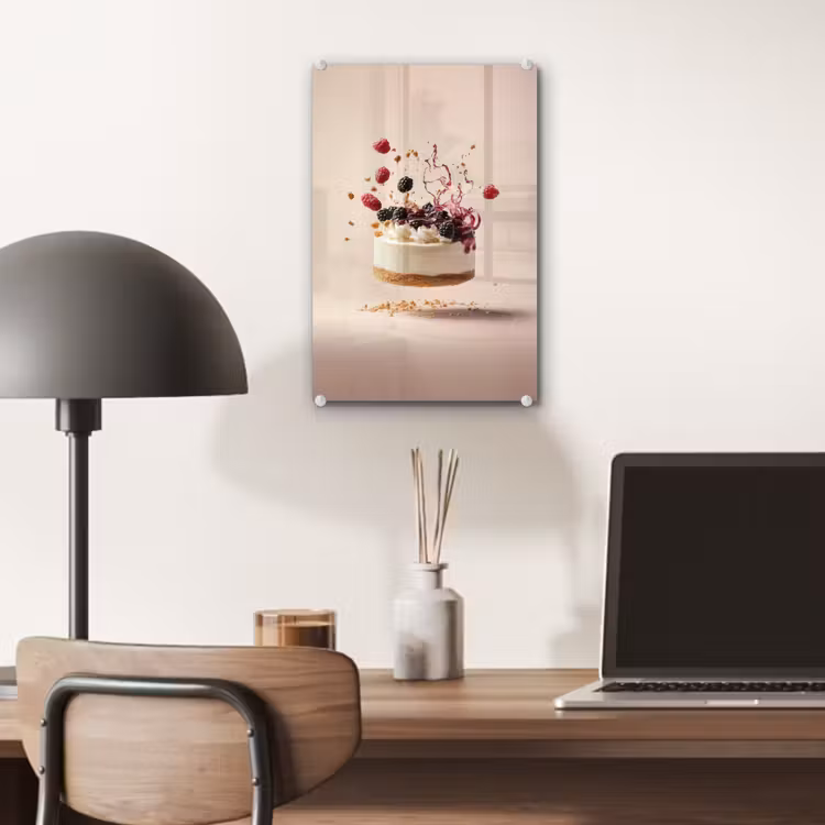 Glas schilderij - Cheesecake - Eten - Roze - Taart — 7