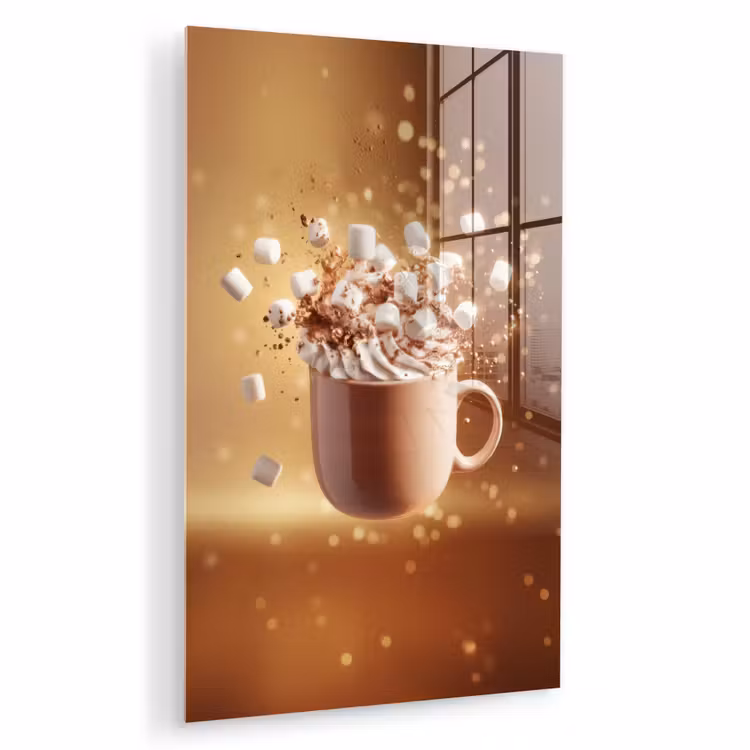 Glas schilderij - Chocomelk - Drinken - Warm - Bruin — 1