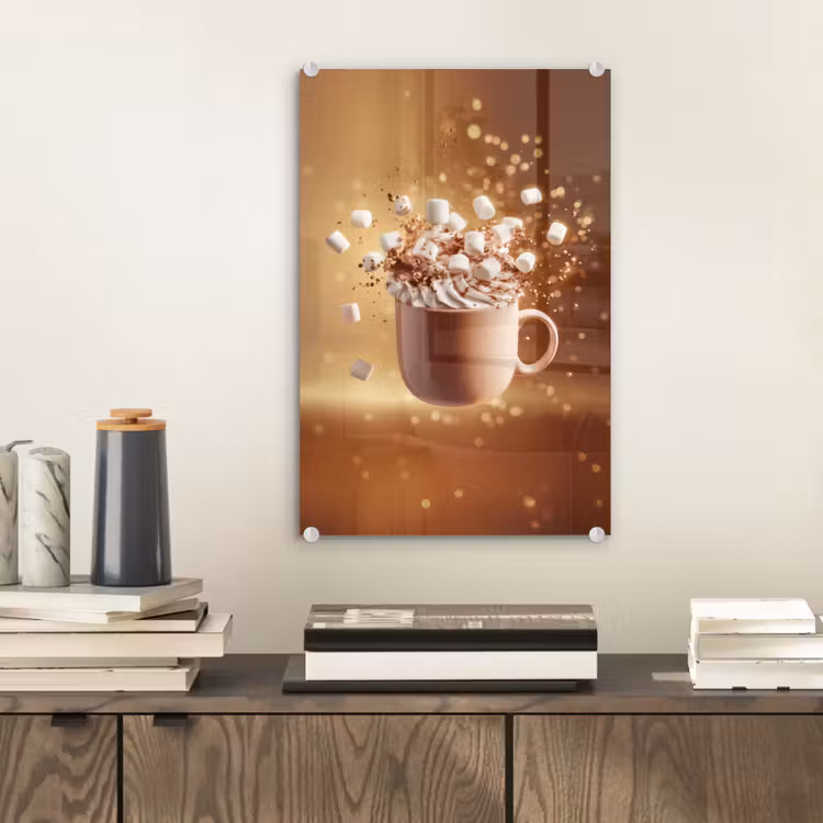 Glas schilderij - Chocomelk - Drinken - Warm - Bruin — 2