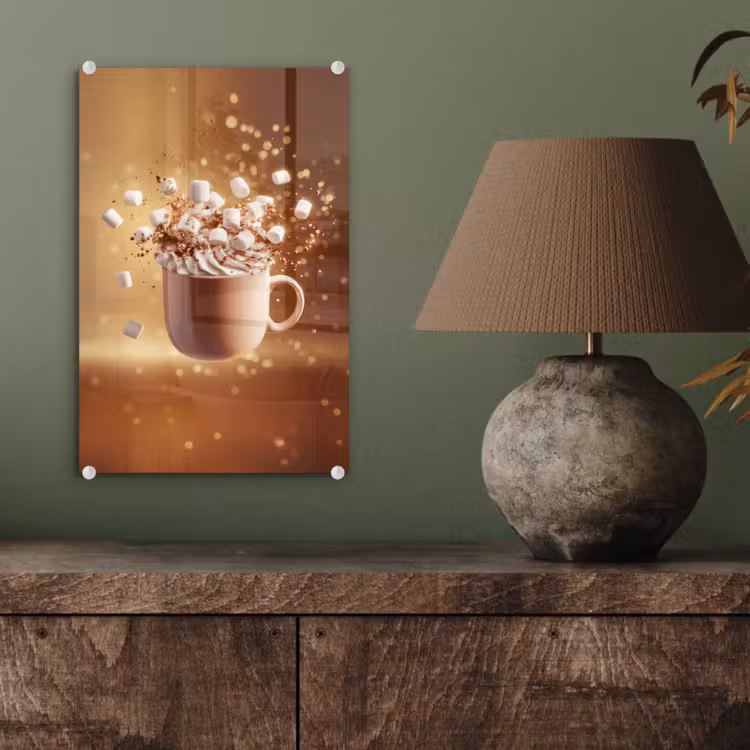 Glas schilderij - Chocomelk - Drinken - Warm - Bruin — 4