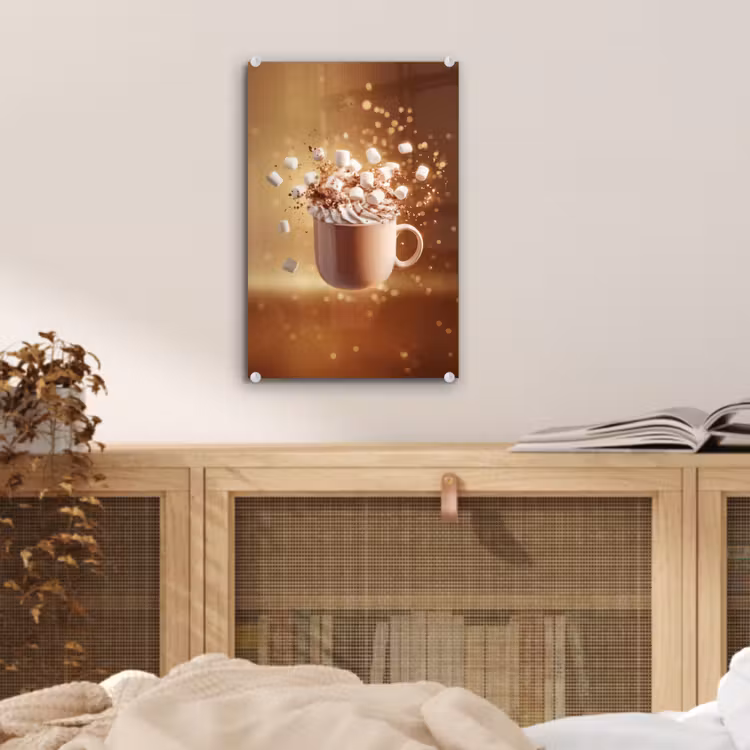 Glas schilderij - Chocomelk - Drinken - Warm - Bruin — 5