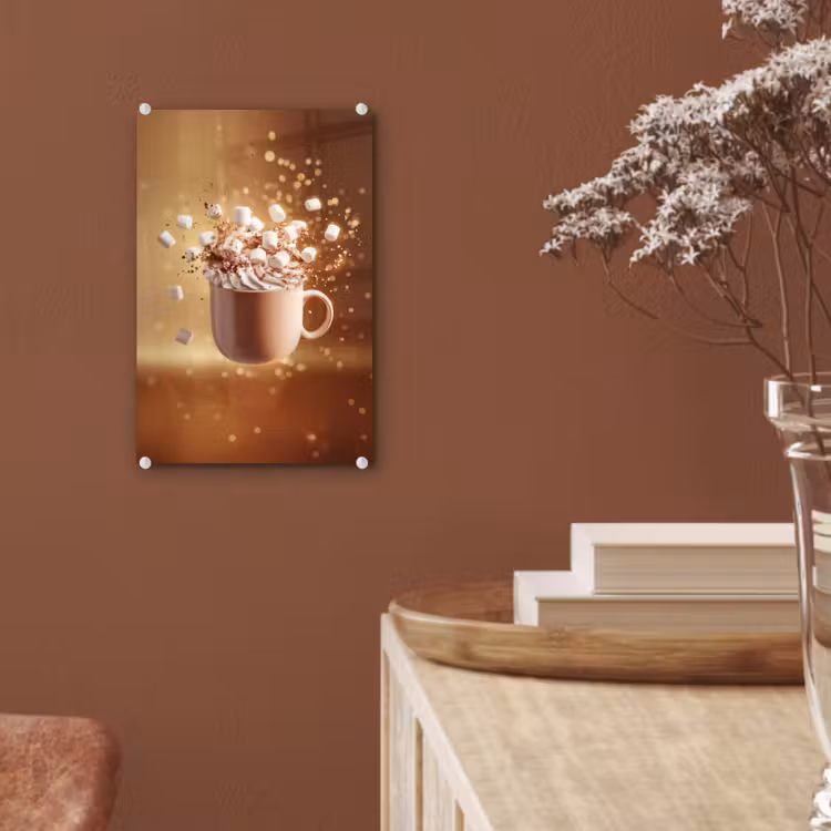 Glas schilderij - Chocomelk - Drinken - Warm - Bruin — 6