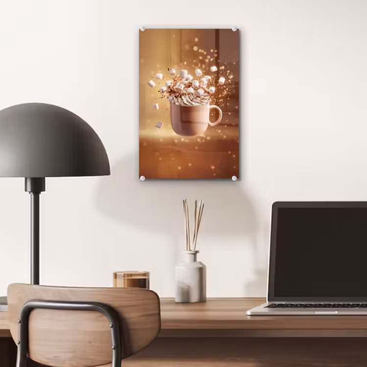 Glas schilderij - Chocomelk - Drinken - Warm - Bruin — 7